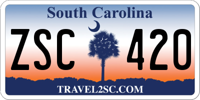 SC license plate ZSC420