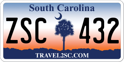SC license plate ZSC432