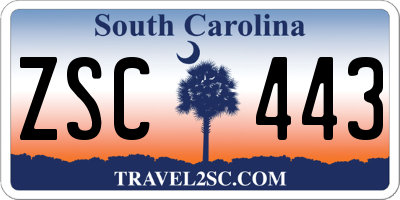 SC license plate ZSC443