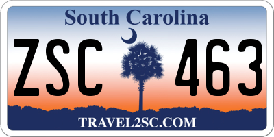 SC license plate ZSC463