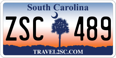 SC license plate ZSC489