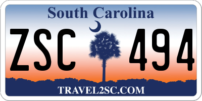 SC license plate ZSC494