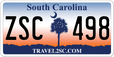 SC license plate ZSC498