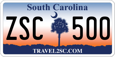 SC license plate ZSC500