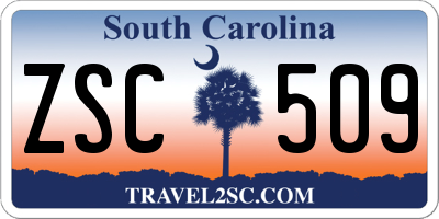 SC license plate ZSC509