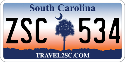 SC license plate ZSC534