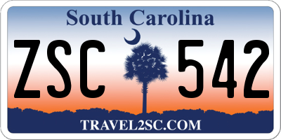 SC license plate ZSC542