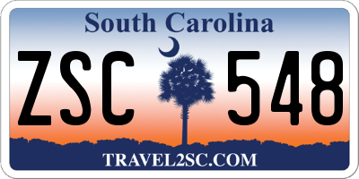 SC license plate ZSC548