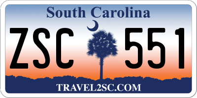 SC license plate ZSC551