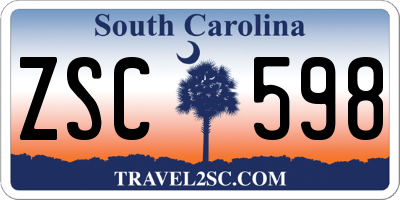 SC license plate ZSC598