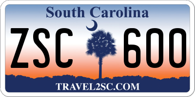 SC license plate ZSC600
