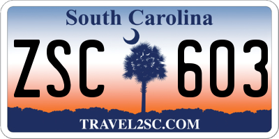 SC license plate ZSC603
