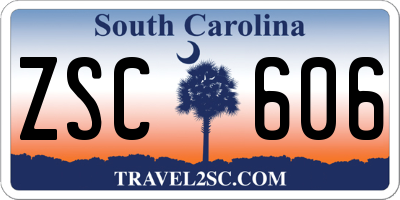 SC license plate ZSC606