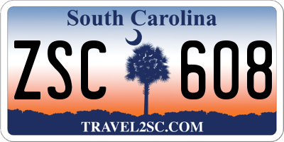 SC license plate ZSC608