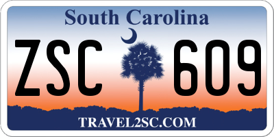 SC license plate ZSC609