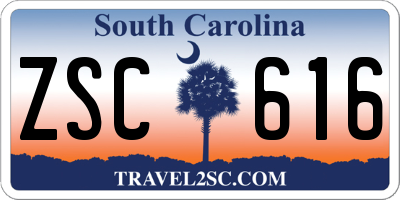 SC license plate ZSC616