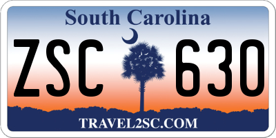 SC license plate ZSC630