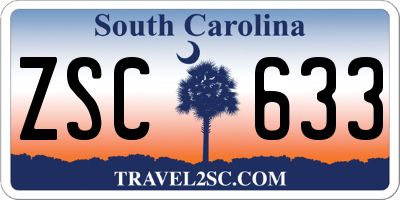 SC license plate ZSC633