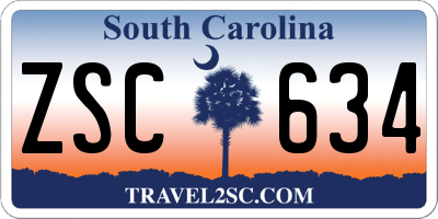 SC license plate ZSC634