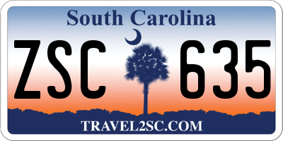 SC license plate ZSC635