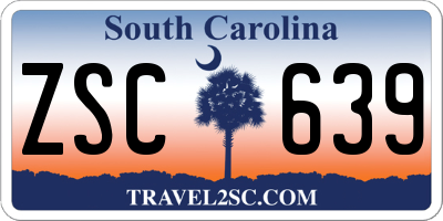 SC license plate ZSC639