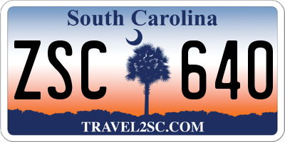 SC license plate ZSC640