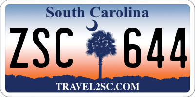 SC license plate ZSC644