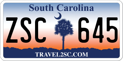 SC license plate ZSC645
