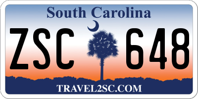 SC license plate ZSC648