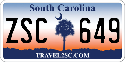 SC license plate ZSC649