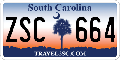 SC license plate ZSC664