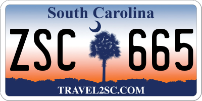 SC license plate ZSC665