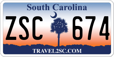 SC license plate ZSC674