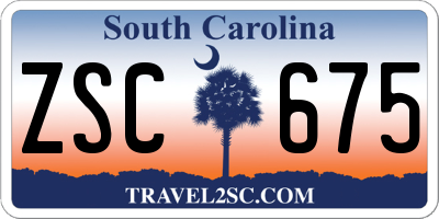 SC license plate ZSC675