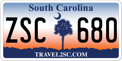 SC license plate ZSC680
