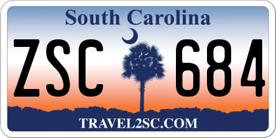 SC license plate ZSC684