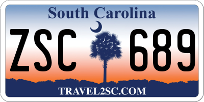 SC license plate ZSC689