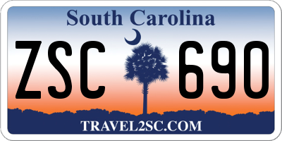 SC license plate ZSC690