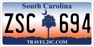 SC license plate ZSC694