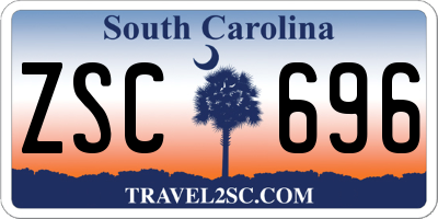 SC license plate ZSC696
