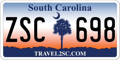 SC license plate ZSC698