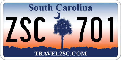 SC license plate ZSC701