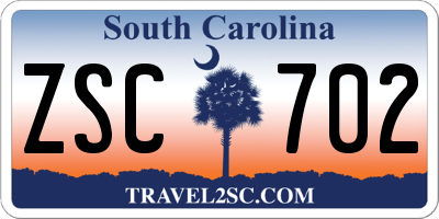 SC license plate ZSC702