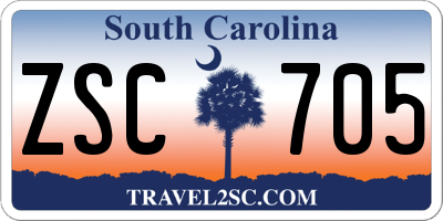 SC license plate ZSC705