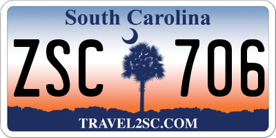 SC license plate ZSC706
