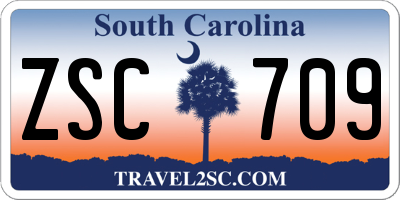 SC license plate ZSC709