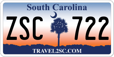 SC license plate ZSC722