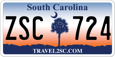 SC license plate ZSC724