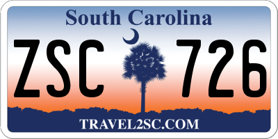SC license plate ZSC726