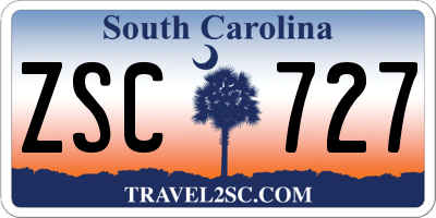 SC license plate ZSC727